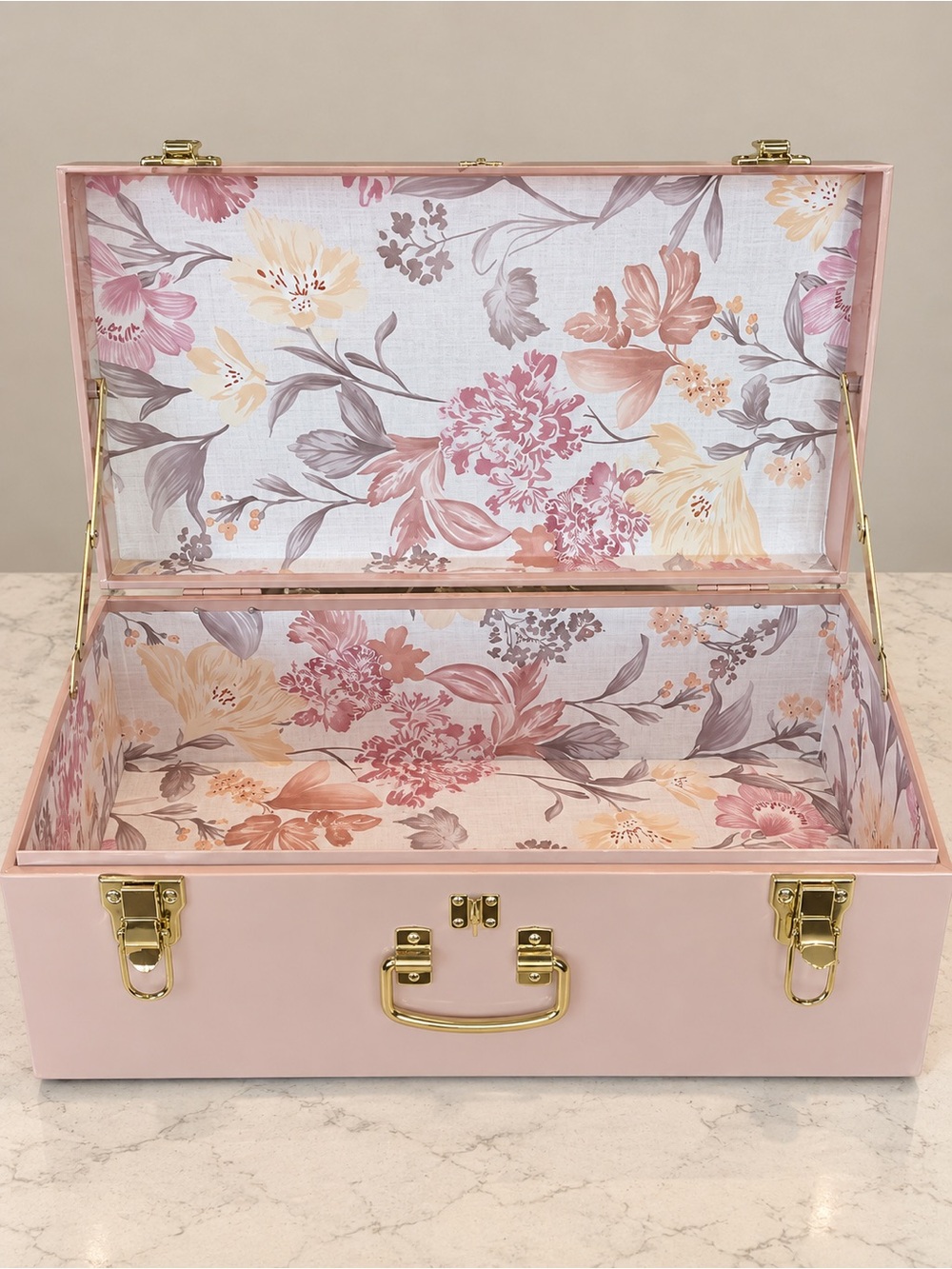 Pink Floral Vintage Keepsake Trunk - Baby or Wedding Shower